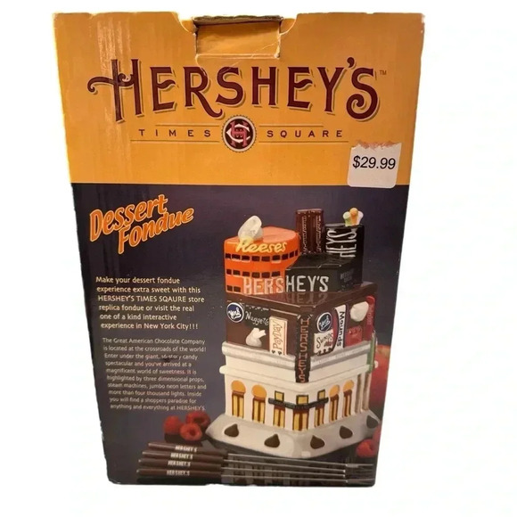 Hershey’s Times Square Ceramic Fondue Dessert Tea Light Heating 3 Piece NWB - Picture 7 of 10